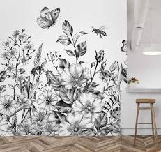 Maybe you would like to learn more about one of these? Amazon Com Murwall Floral Wallpaper Black And White Flower Wall Mural Charcoal Floral Wallpaper Living Room Bedroom Cafe Handmade