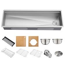 Maybe you would like to learn more about one of these? 2 Tier Workstation 57 Undermount 16 Gauge Stainless Steel Single Bowl Kitchen Sink With 10 Piece Chef S Kit Of Accessories