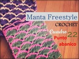 Ponto baixo centrado linear _ vídeo atualizado. Punto Abanico A Crochet Cuadro 22 Manta Freestyle Diestro By Margarita Knitting