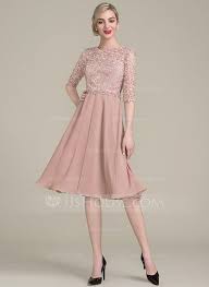 Us 154 00 A Line Princess Scoop Neck Knee Length Chiffon Lace Mother Of The Bride Dress Jj S House Cocktail Dress Lace Prom Dresses Long With Sleeves Wedding Dress Couture