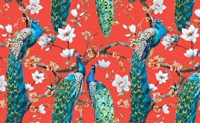 Pattern fabric wallpaper prints pattern wallpaper decorative toss pillows victorian pattern print. Peacocks Flowers Wallpaper For Walls Victorian Peacocks On Red