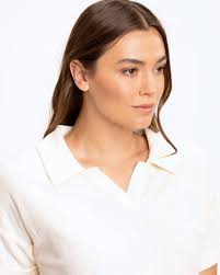 Larissa Crop Terry Polo in Ecru