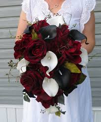 Free delivery for many products! Cascade Bouquet Black Calla Lily Baccara Rose Wedding Etsy