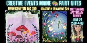 420 Paint Night - Mushroom Tote bag or Dragonfly Canvas