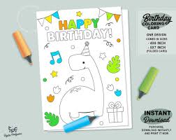 Coloring Dinosaur Birthday Card Printable Birthday Coloring Card Printable Dinosaur Birthday Card Coloring Greeting Card Happy Birthday Card For Kids Dino Coloring Card In 2020 Dinosaur Birthday Kids Birthday Cards Happy Birthday Cards
