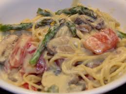 Vegan Pasta With Creamy White Wine Sauce Baby Asparagus And Sauteed Mushrooms Vegcharlotte