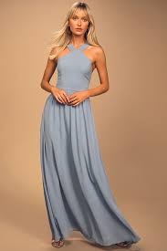Beautiful Light Blue Dress Maxi Dress Halter Dress Lulus