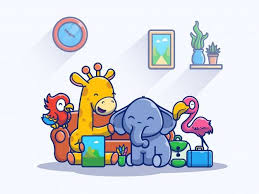 Cute Happy Animals Playing Illustration Mascot Cartoon Character Funny Cartoon Characters Animal Outline Vector Icons Illustration