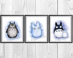Totoro Anime Chibi Totoro Print Totoro Poster Home Decor Nursery Room Wall Decor My Neighbor Totoro Watercolor Art 3 Digital Files Totoro Poster Totoro Watercolor Art