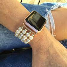 Maybe you would like to learn more about one of these? Amazon Com The Original Bandyland Beaded Apple Watch Stretch Band 38mm Or 42mm Glass Pearl Beaded Apple Watch Band Customized To Fit Select Silver Or Gold Accent Beads Made In And Shipped