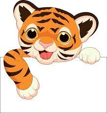 Cute Cartoon Cheetah Vector Of Vector Illustration Of Cute Tiger Cartoon With Blank Sign Cartoon Tiger Cute Tigers Tiger Drawing