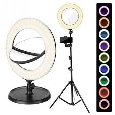 Dual Sides Makeup Mirror Dimmable Led Multicolor Ring Light Tripod Stand For Video Shooting Wish
