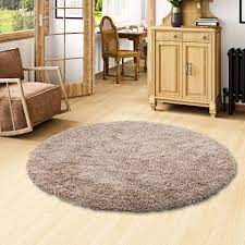 Hochflor Langflor Shaggy Teppich Luxury Karamell Rund