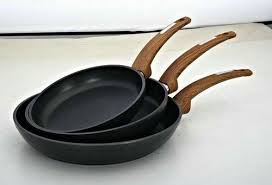 3 Pcs Forged Frying Pan S With Wood Grain Handle Frying Pan Deep Frying Pan Pan