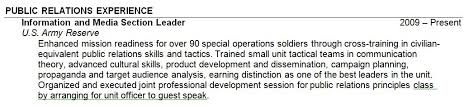 my military experience on my resume