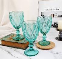 Amazon.com | BTGLLAS Pure Light blue Wine Glasses 6Pcs a Set ...