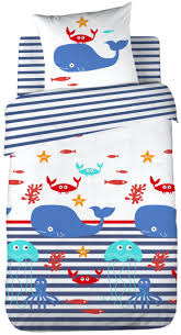 Housse de couette enfant coton biologique, spazio Parure De Lit 140x200 Baleine En Coton Bio