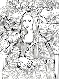 Color this famous painting and many more! Monalisa Line Work Representing Leading Artists Who Produce Children S And Decorative Work To Commission Or License Advocate Art Art Famous Art Artist