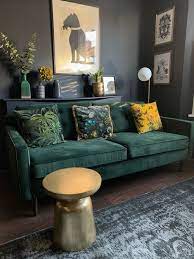 The Girl With The Green Sofablog Homekim S Dark Eclectic Canadian Home Filled With Vintage Finds Green Living Room Decor Living Room Green Moody Living Room