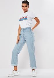 Blue Light Wash High Rise Boyfriend Fit Denim Jeans Sponsored Wash Ad High Blue In 2020 Ripped Jeans Style Boyfriend Jeans Womens Ripped Jeans