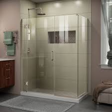 The elegant design and an incredible range of sizes are Dreamline Unidoor X 52 12 W X 34 38d X 72h Frameless Hinged Shower Enclosure In Brushed Nickel Dreamline E12422534 04