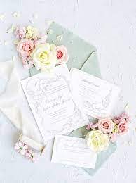 Handmade Paper Wedding Invitations With An Elaborate Floral Illustration And Fin Wedding Stationery Inspiration Wedding Stationery Wedding Invitation Etiquette