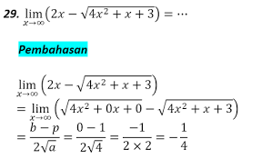 Limit x menuju tak hingga merupakan salah satu sub materi dari limit fungsi aljabar. Soal Dan Pembahasan Limit Fungsi Aljabar Terlengkap Soalskul