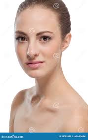 Beautiful Bruntte Woman with Straight Long Hair Isolated Stock Image