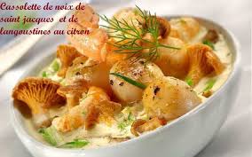 Cassolette De Noix De Saint Jacques Et De Langoustines Au Citron Les Langoustines Et Coquilles Saint Noix De Saint Jacques Langoustines Salade De Langoustines