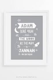 Past The Moon To Jannah Boy S Personalised Print Islamic Wall Art Art Wall Kids Islamic Gifts