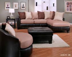 New Oxford Two Tone Mocha Saddle Sectional With Throw Pillows Covered In A Padded Suede And Bonded Leather Sectional Sofa Small Scale Sectional Sofa Furniture