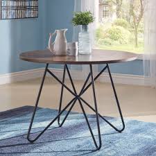 Weston Home Delong Walnut Finish 42 Inch Round Dining Table With Black Iron Legs Walmart Com In 2020 Round Dining Table Dining Table Round Dining