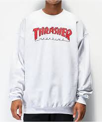 It is also true to size, so you can definitely order your regular size for that perfect fit. Thrasher Outlined Grey Crew Neck Sweatshirt Zumiez