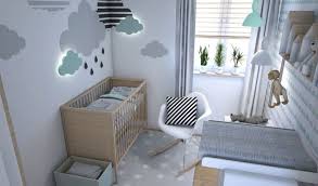 Quelles Couleurs Associer Pour Une Deco Chambre Bebe Scandinave Petite Chambre Avec Decoration Murale En Nuages 3d Et Meubles De Bois Clair Pctr Up