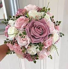 Maybe you would like to learn more about one of these? Brides Wedding Bouquet Pink Shades White Natural Looking Greenery Ebay