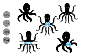 Download Octopus Svg Octopus Monogram Svg Nautical Svg Octopus Silhouette PSD Mockup Templates