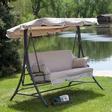 3 Person Canopy Swing Outdoor Porch Patio Furniture In Taupe Patio Swing Canopy Outdoor Patio Swing Canopy Swing