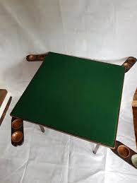 Antique 1920 S Folding Card Table Green Felt With Copper Cup Holders Poker Copper Cups Antiques Cup Holder