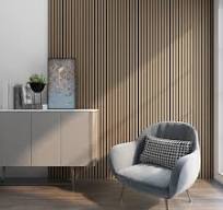 Set di 12 Pannelli Fonoassorbenti Decorativi Isolamento Acustico per Parete  e Soffitto Pannelli in Feltro Acustico PET Listelli in MDF - Noce chiaro