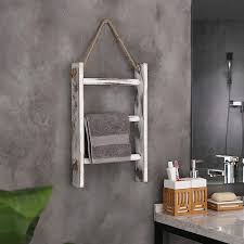 It's easy to make and is the perfect way to display rugs, scarves, throws or hang towels to dry. Doitool Wooden Towel Ladder Rustic Wall Hanging Whitewashed Towel Storage Rack Blanket Ladder With Rope For Farmhouse Bathroom Livingroom Kitchen Decoration Towel Holders Towel Racks Urbytus Com