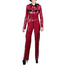 Latex rubber ladies' full body enclosure latex catsuit with condoms customized. Women Sexy Latex Uniform Red And Black Rubber Bodysuit Rubber Fetish Catsuit Costumes Bnlc275 Bodysuit Ladies Look Womencostume Costume Aliexpress