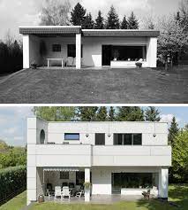 Verglaster flachbau anstelle eines satteldachs. Aufstockung Hammer Hausbau