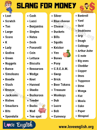 Slang For Money 115 Slang Words For Money You Need To Know Love English In 2020 Slang Words American Slang Slang
