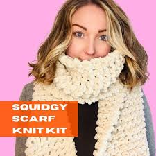 Squidgy Scarf Kit, Beginner Knitting Kit, Create Your Own Cosy Scarf, Learn  to Knit Scarf Kit, Vegan Knitting Scarf Kit, Blanket Scarf Kit