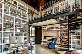 It features clean, contemporary lines and a simple and yet very practical shape. Library Industrial Home Office Other By Trilogy Cabinets Design Houzz