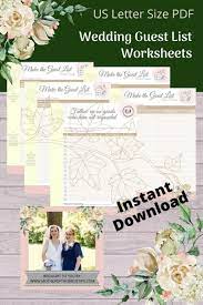 Wedding Guest List Bundle Etsy Wedding Guest List Wedding Planner Printables Wedding Planning Worksheet
