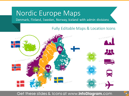 Flying is rather cheap in scandinavia. Nordic Europe Union Maps Ppt Editable Sweden Denmark Norway Finland Iceland Administrative Regions