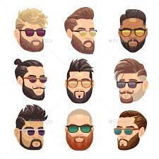 Cartoon Bearded Hipster Man And Male Hairstyle Hipster Beard Beard Cartoon Cartoon Hair