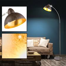 Retro Steh Lampe Blatt Gold Rost Farben Boden Stand Bogen Leuchte