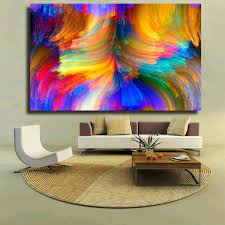 Bright colored minimalist living room. Chenfart Modern Canvas Prints Oil Painting Abstract Abstract Bright Color Curves Wide Wall Art No Framed Home Decor Painting Calligraphy Aliexpress